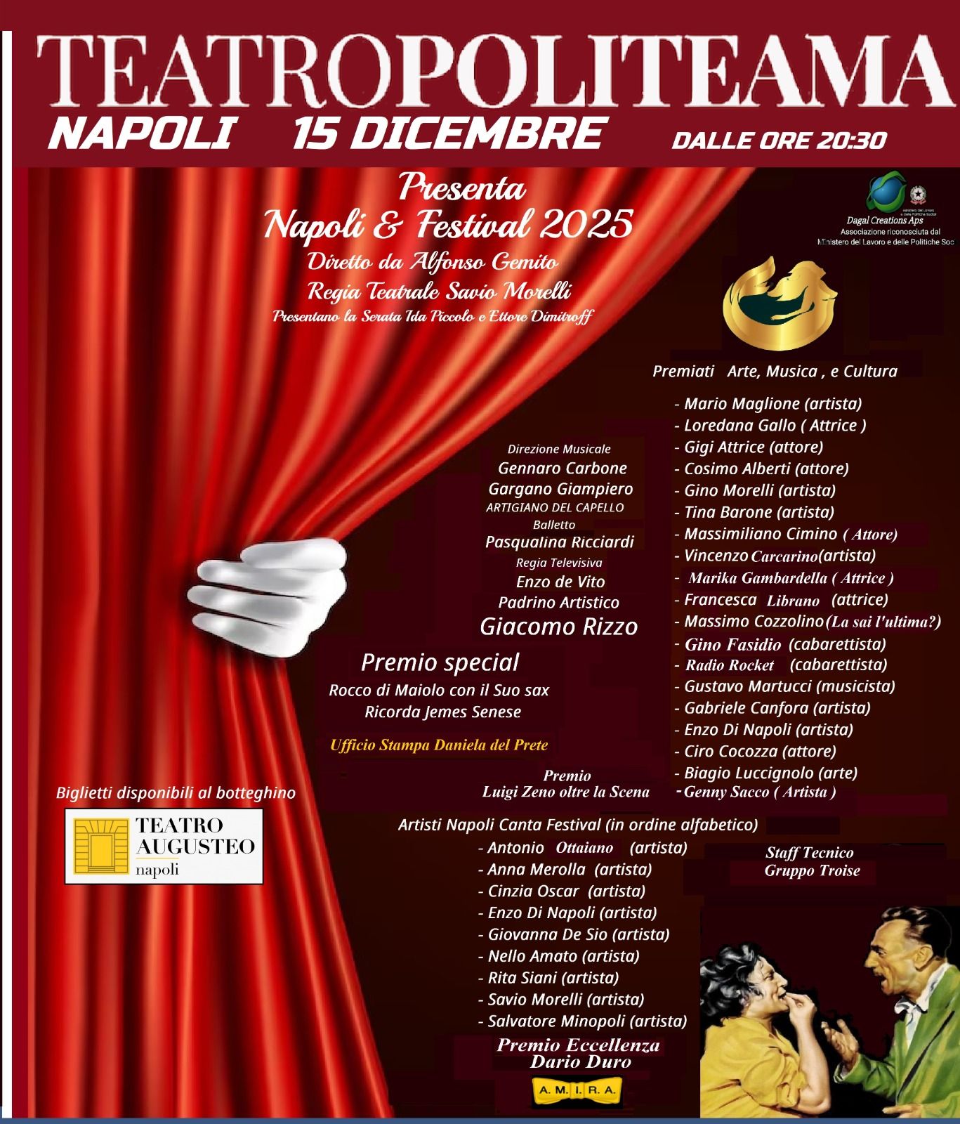 Napoli & Festival 2025 – Musica, Teatro e Solidarietà al Politeama