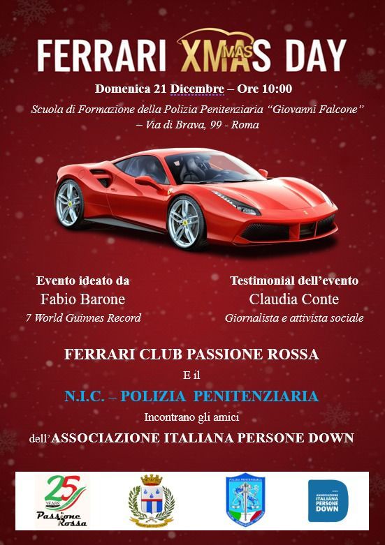 Il Ferrari Club Passione Rossa e la Polizia Penitenziaria insieme per regalare un sorriso ai ragazzi dell' Associazione Italiana Persone Down  in occasione del Natale