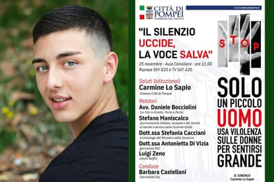 Luigi Zeno protagonista a Pompei contro la violenza sulle donne