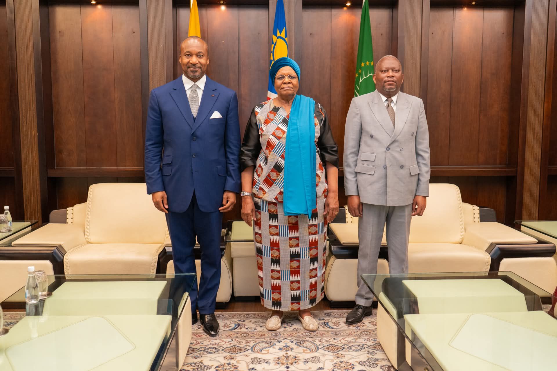Les ministres Denis Christel Sassou Nguesso et Ghislain Thierry Maguessa Ebomé ont été reçus en audience par Son Excellence Madame Netumbo Nandi-Ndaitwah, Présidente de la République de Namibie