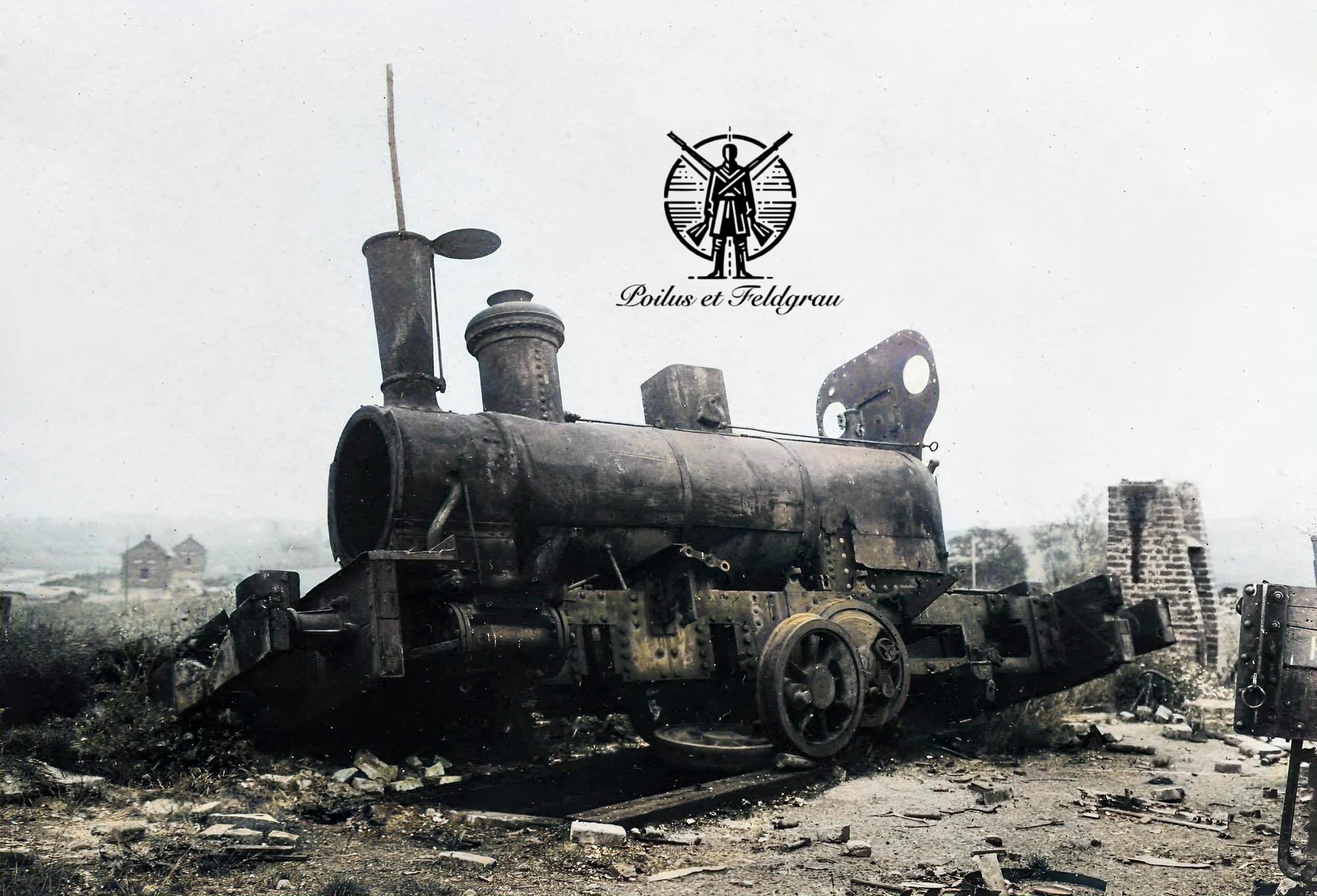 Locomotive détruite près de Cambrai