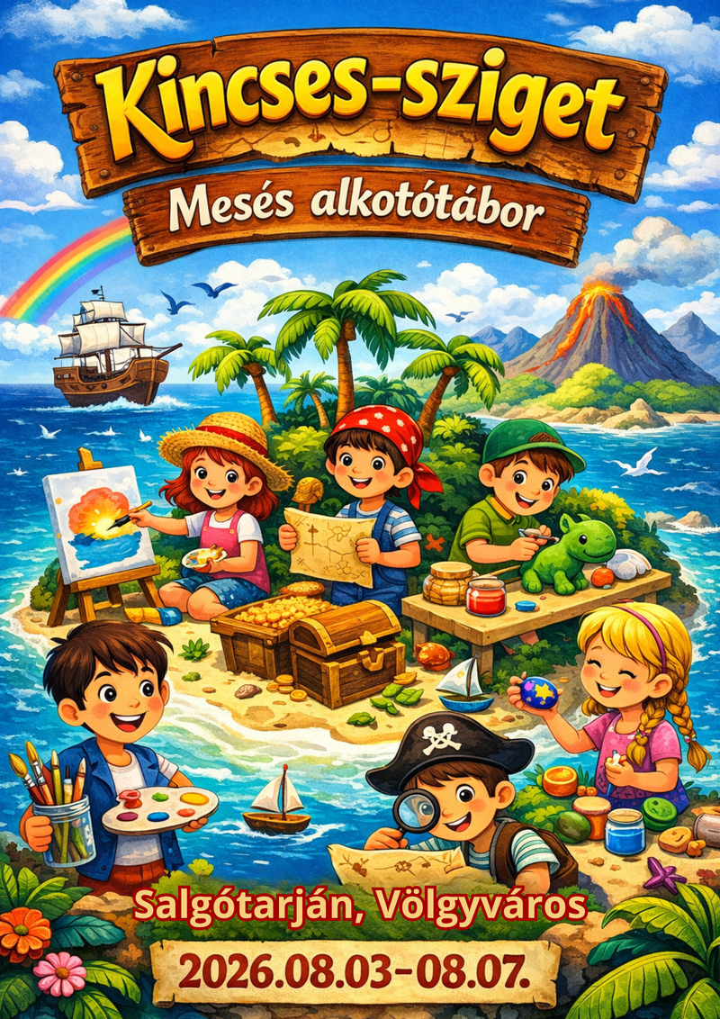 🌴✨ Kincses-sziget – Mesés alkotótábor 6–8 éveseknek SALGÓTARJÁN