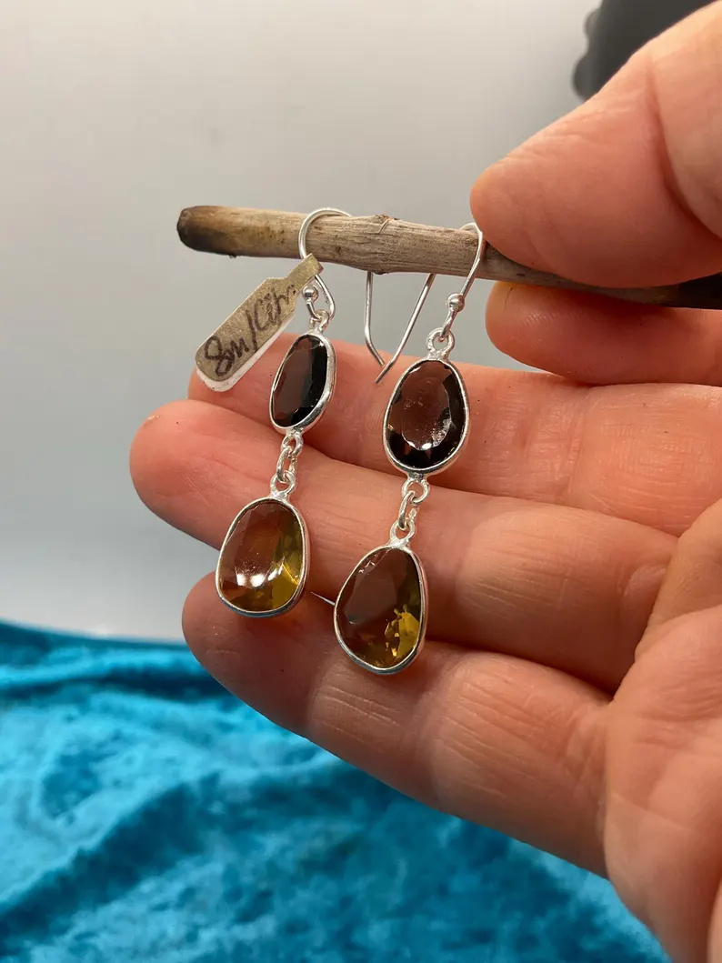 Citrine & Smokey Quartz Earrings