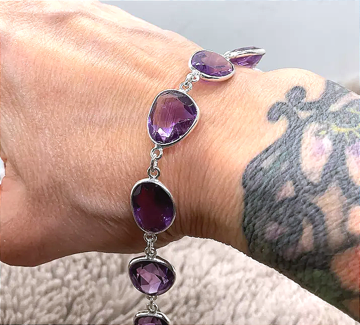 Amethyst faceted bracelet