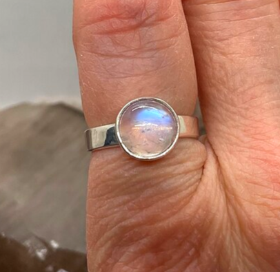Rainbow moonstone ring