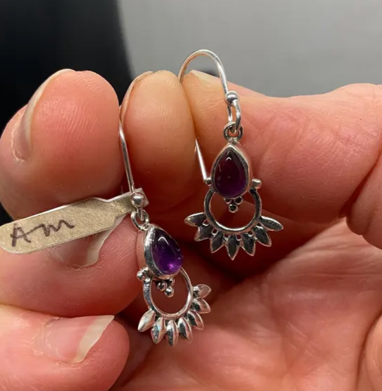 Amethyst Lotus drop earrings