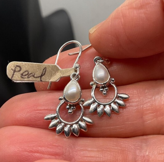 Pearl Lotus Drop Earrings