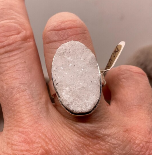White Drusey Aura ring