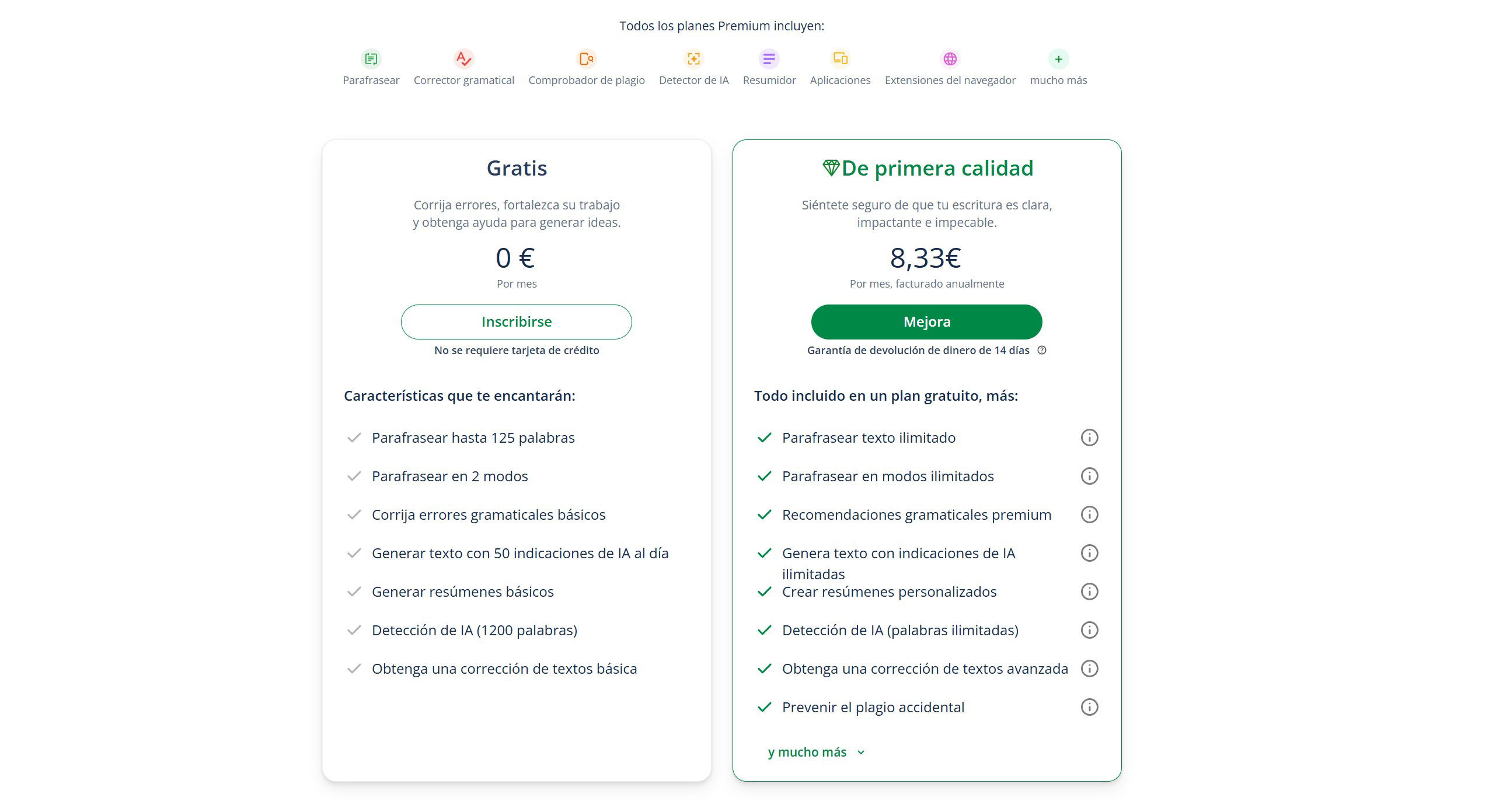 QuillBot: Planes y Precios: Gratis y Premium