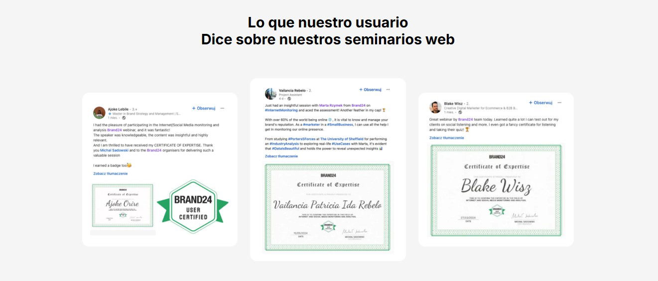 Opinión de nuestro usuario acerca de nuestros seminarios en línea.