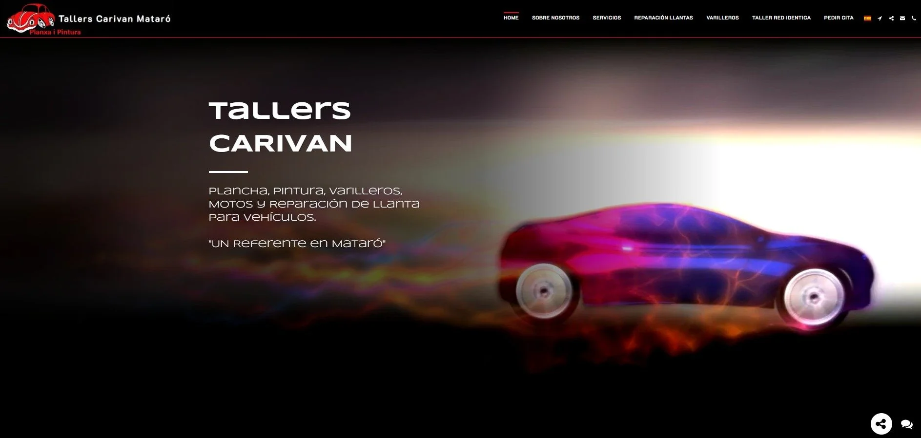 Home Tallers Carivan con H1, CTAs y servicios destacados
