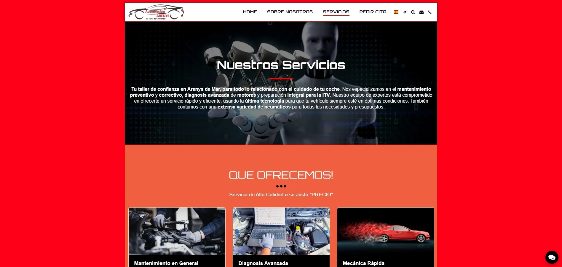 Sección 3 - “Servicios”: diseño + SEO local (Automoción Arenys)