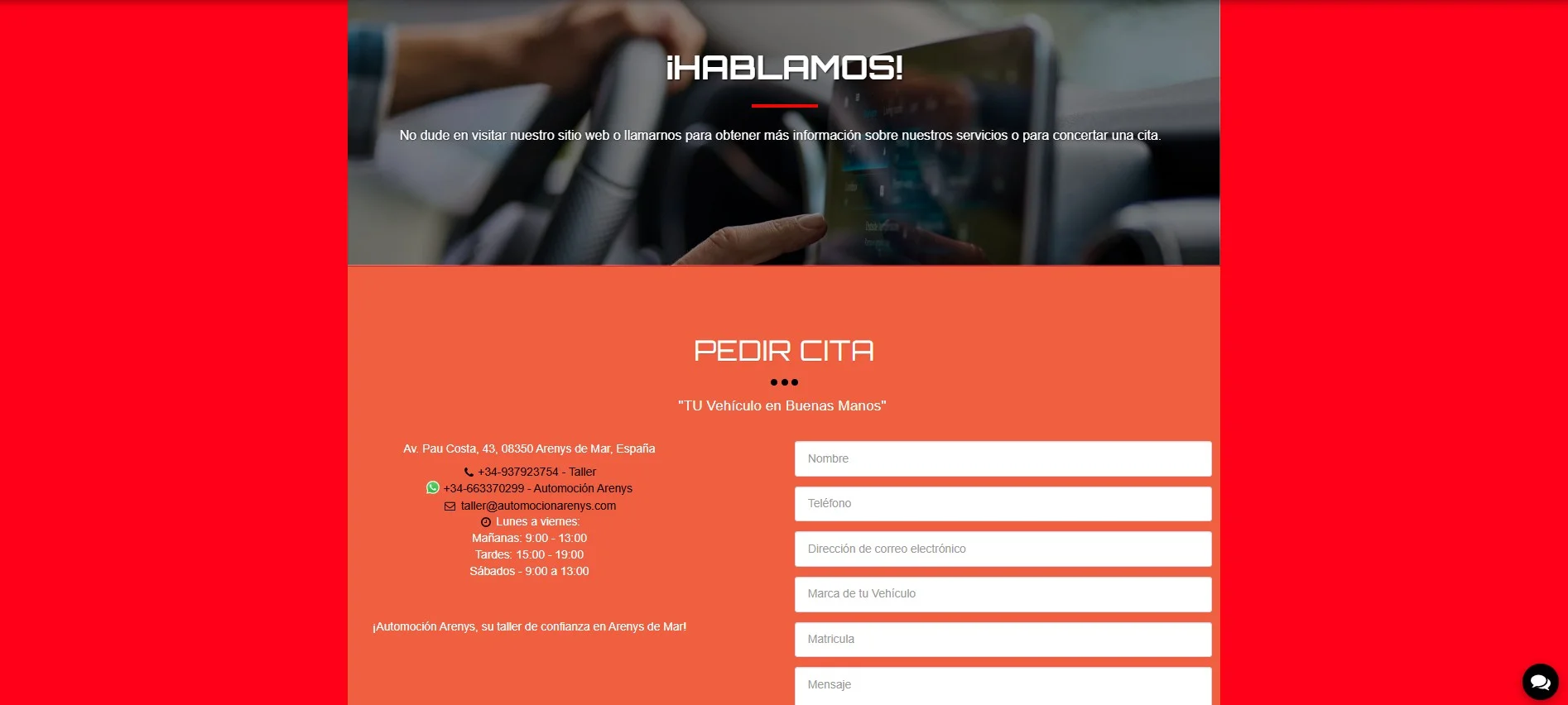 Pedir cita en Automoción Arenys