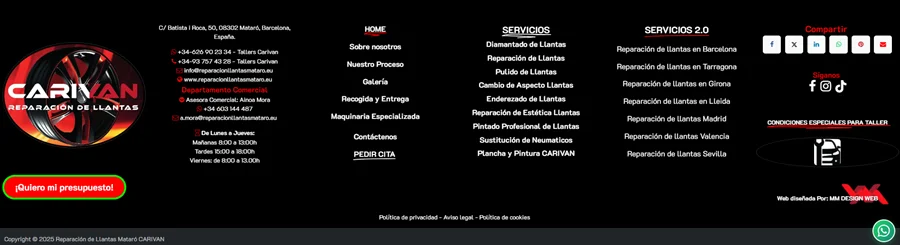 “Todo el taller en tu mano: contacto, servicios y confianza en un solo vistazo.”