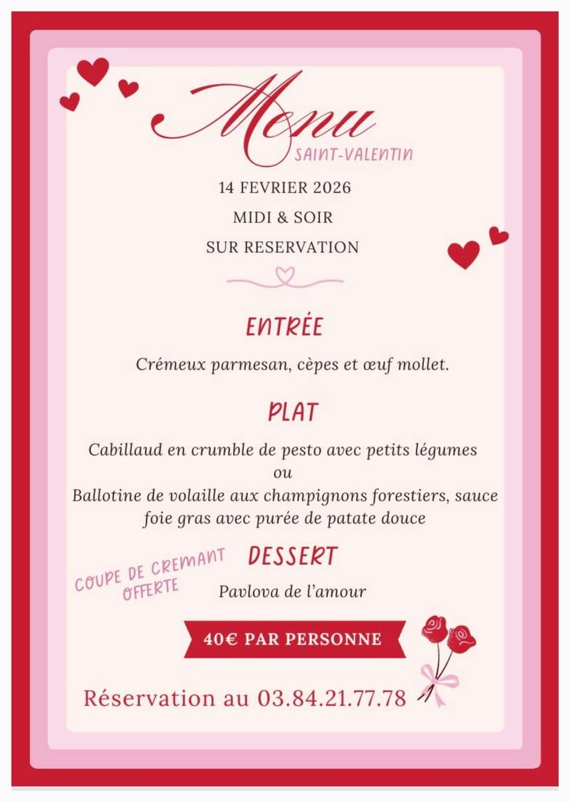 Menu de la St Valentin