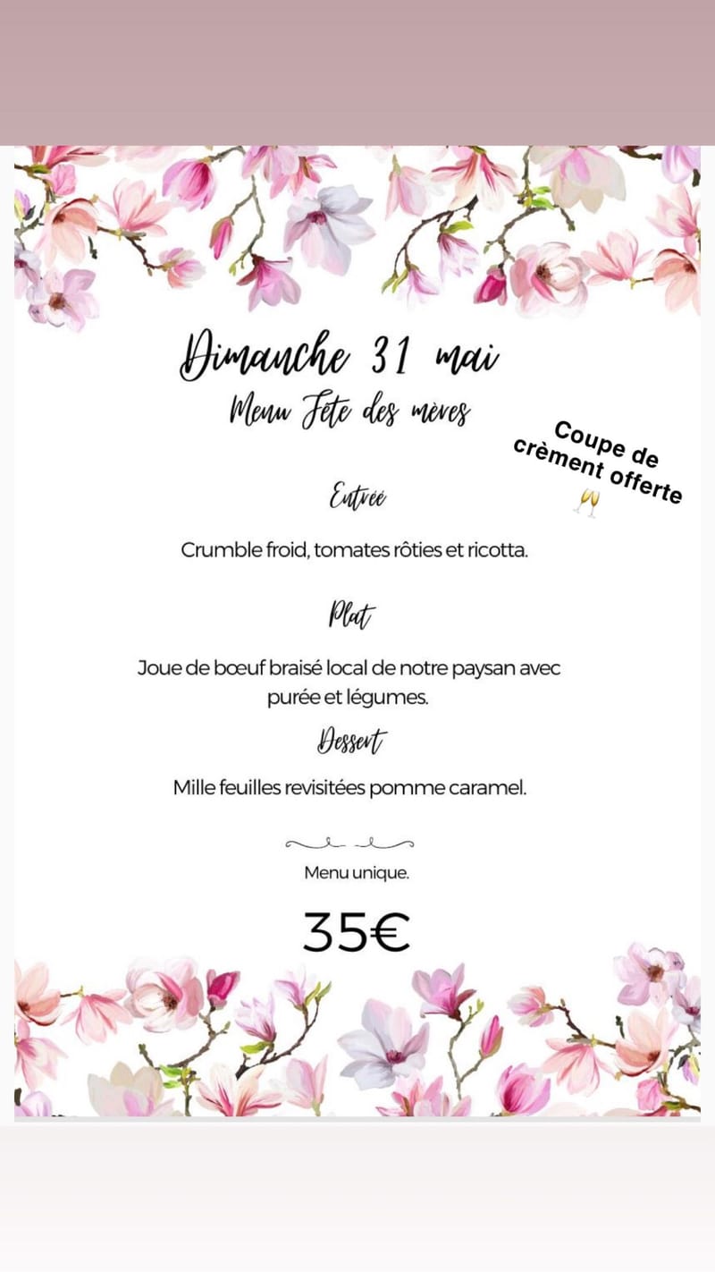 Menu fête des mères