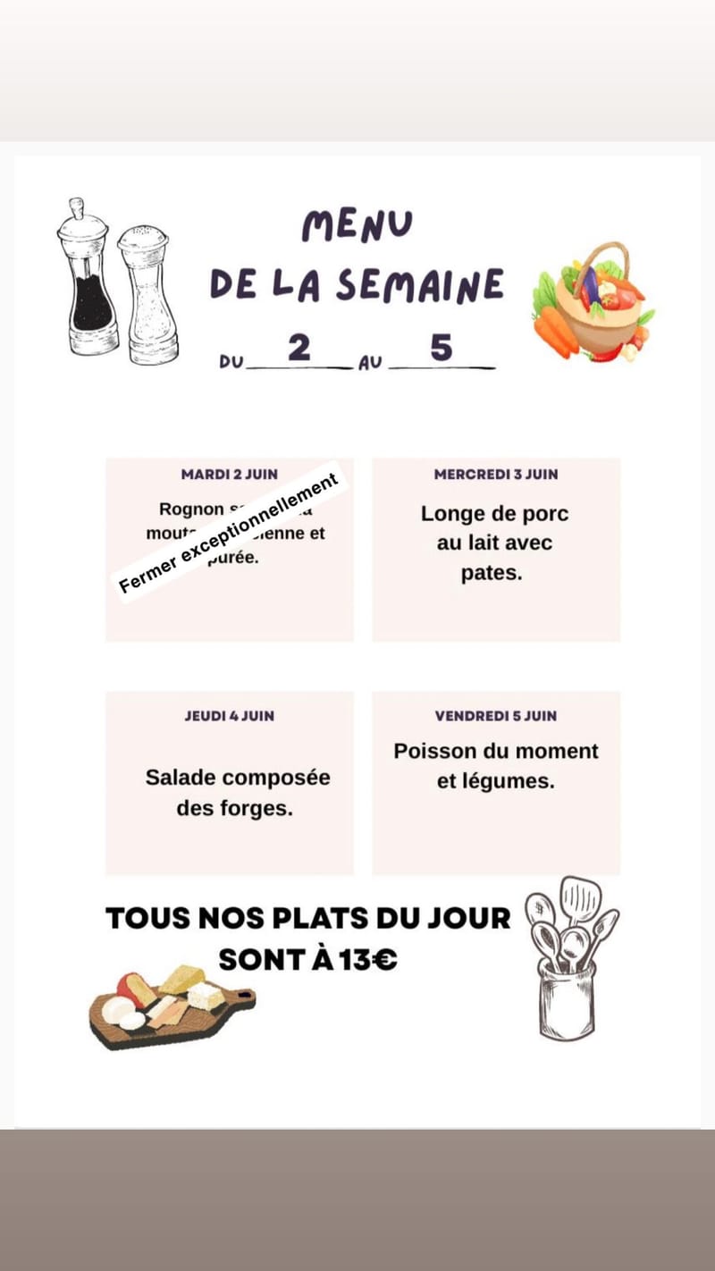Plat du jour du mardi au vendredi