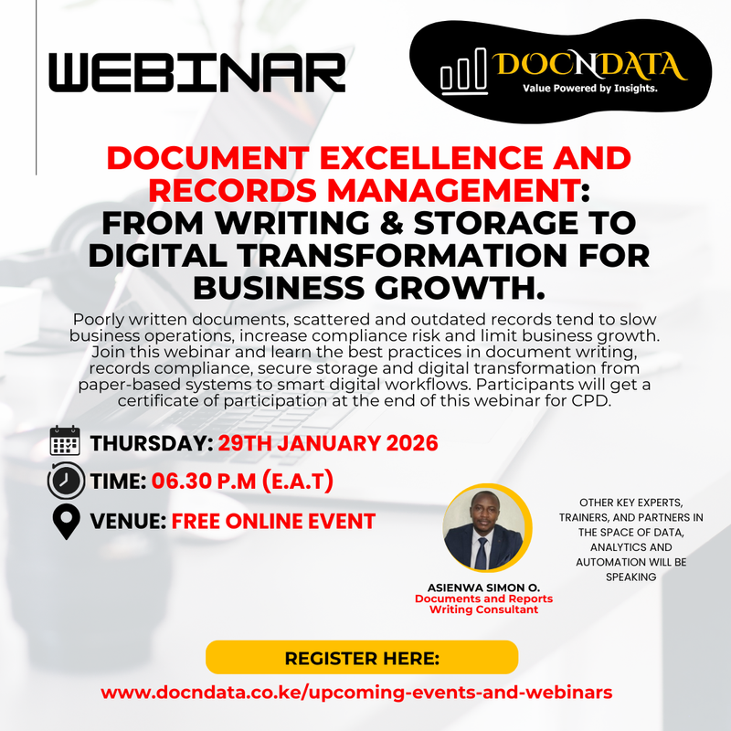 WEBINAR - Document Excellence and Records Management: From Writing & Storage to Digital Transformation for Business Growth.