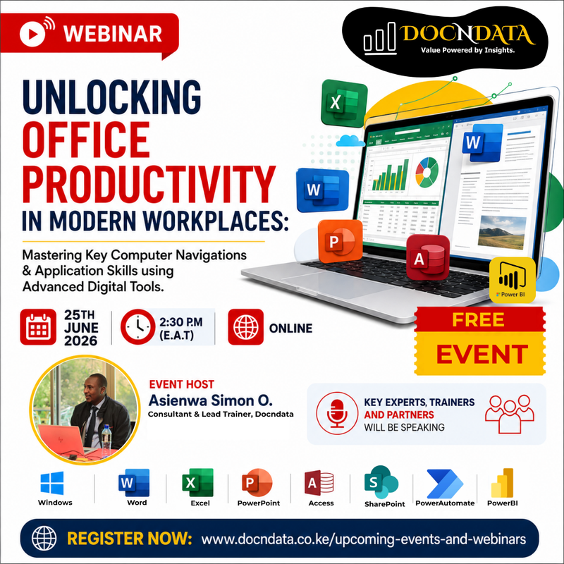 WEBINAR - UNLOCKING OFFICE PRODUCTIVITY IN MODERN WORKPLACES: Mastering Key Computer Navigations & Application Skills using Advanced Digital Tools.