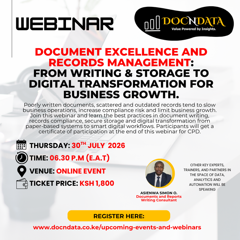 WEBINAR - Document Excellence and Records Management: From Writing & Storage to Digital Transformation for Business Growth.