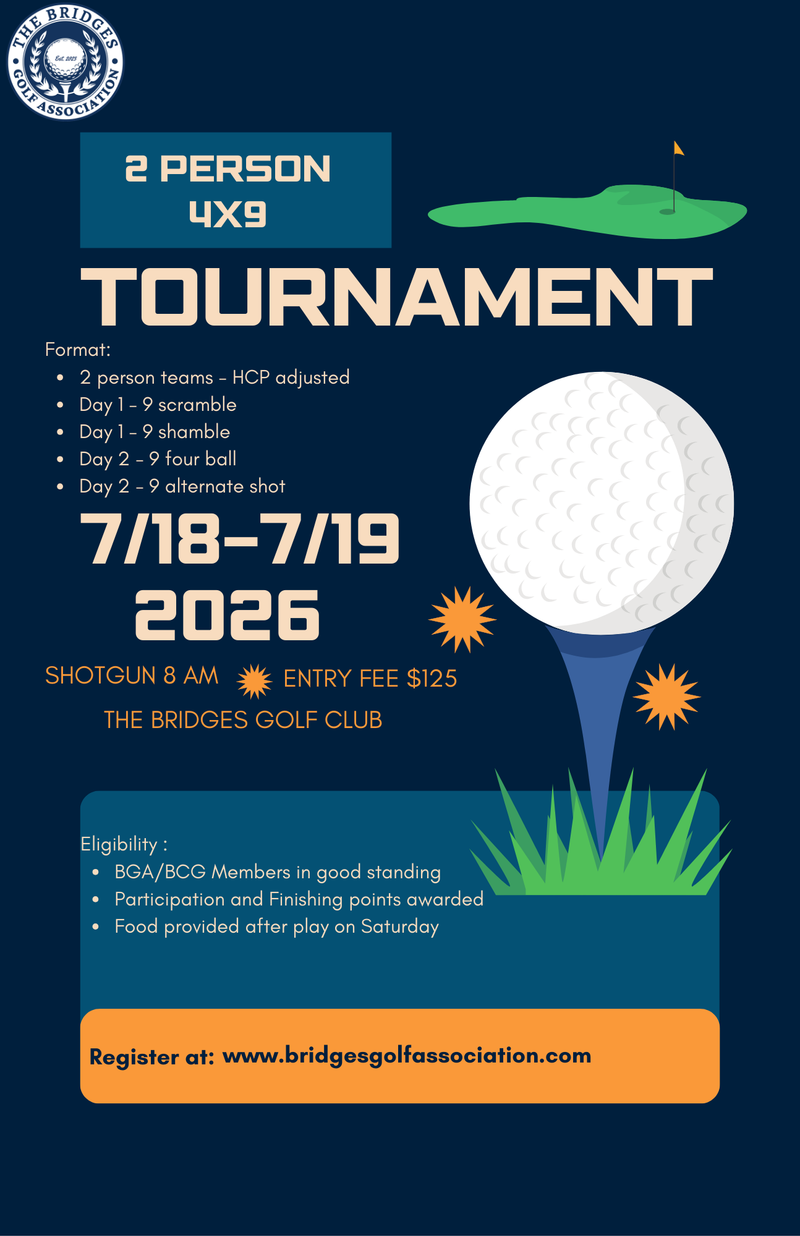 2 PERSON 4X9 TOURNAMENT 2026 **** REGISTRATION CLOSES 7/11/26