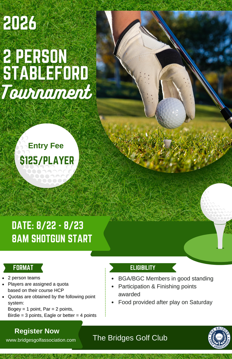 2 PERSON STABLEFORD TOURNAMENT 2026 **** REGISTRATION CLOSES 8/15/26