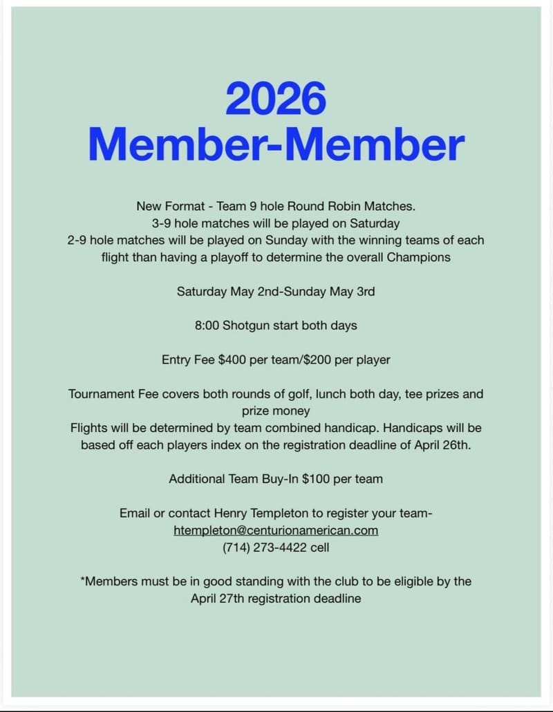 MEMBER/MEMBER - CLUB TOURNAMENT - 2026