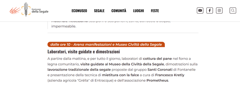 La 35ª edizione della Festa della Segale - 23 Agosto 2026