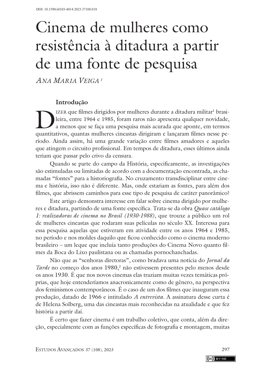 Cinema de mulheres como resistência à ditadura a partir de uma fonte de pesquisa - Ana Veiga