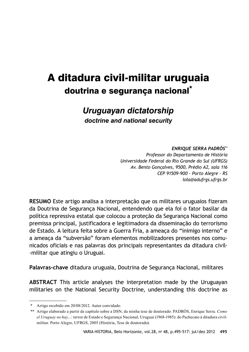 A ditadura civil-militar uruguaia doutrina e segurança nacional - Enrique Padrós