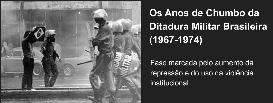 Anos de Chumbo: a ditadura militar brasileira no período entre 1967 a 1974, e seus impactos políticos, econômicos e sociais.