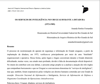 Os Serviços De Inteligência No Uruguai Durante A Ditadura (1973-1985) - Ananda Simões Fernandes
