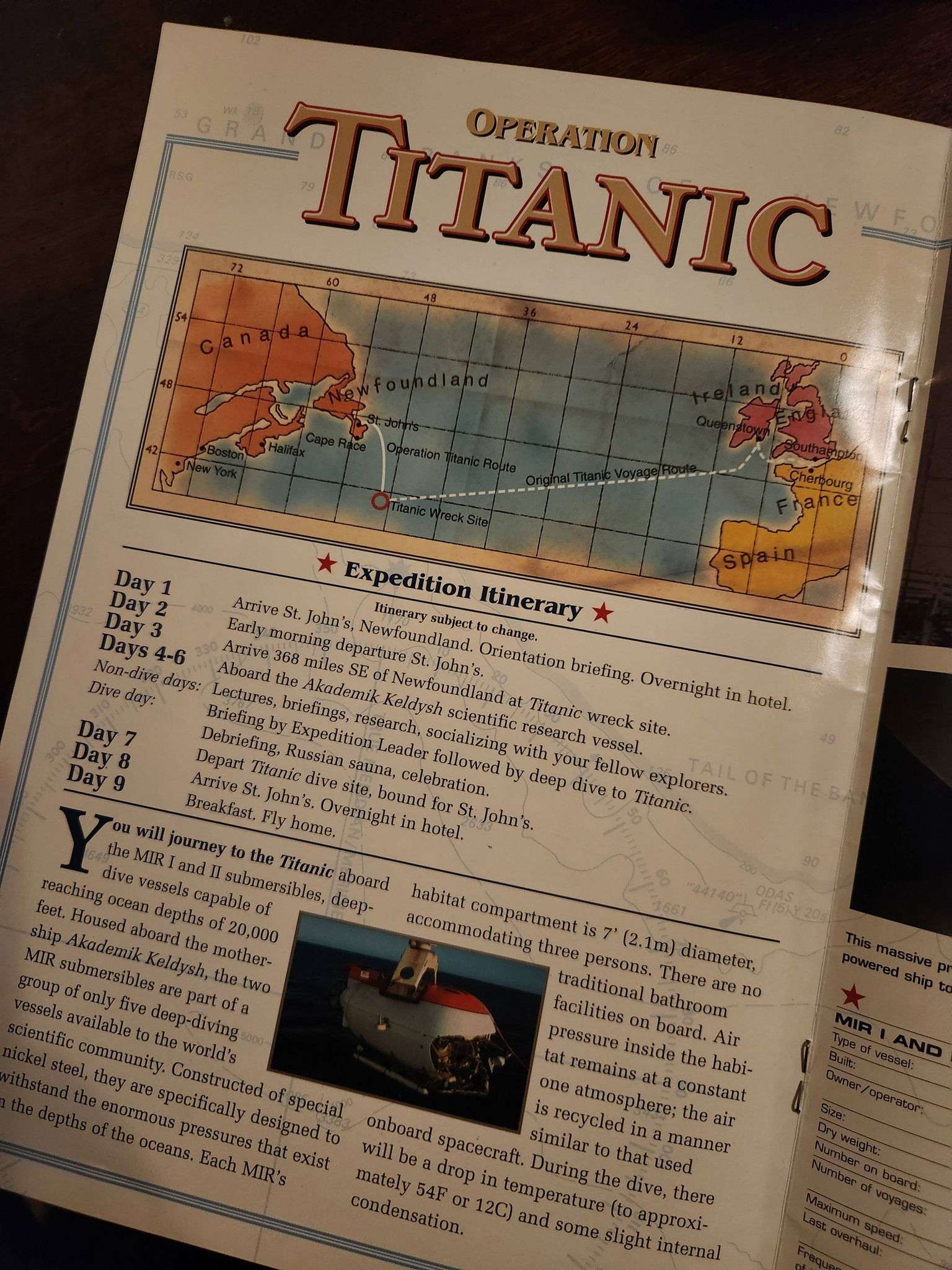Expedition Titanic Brochure
