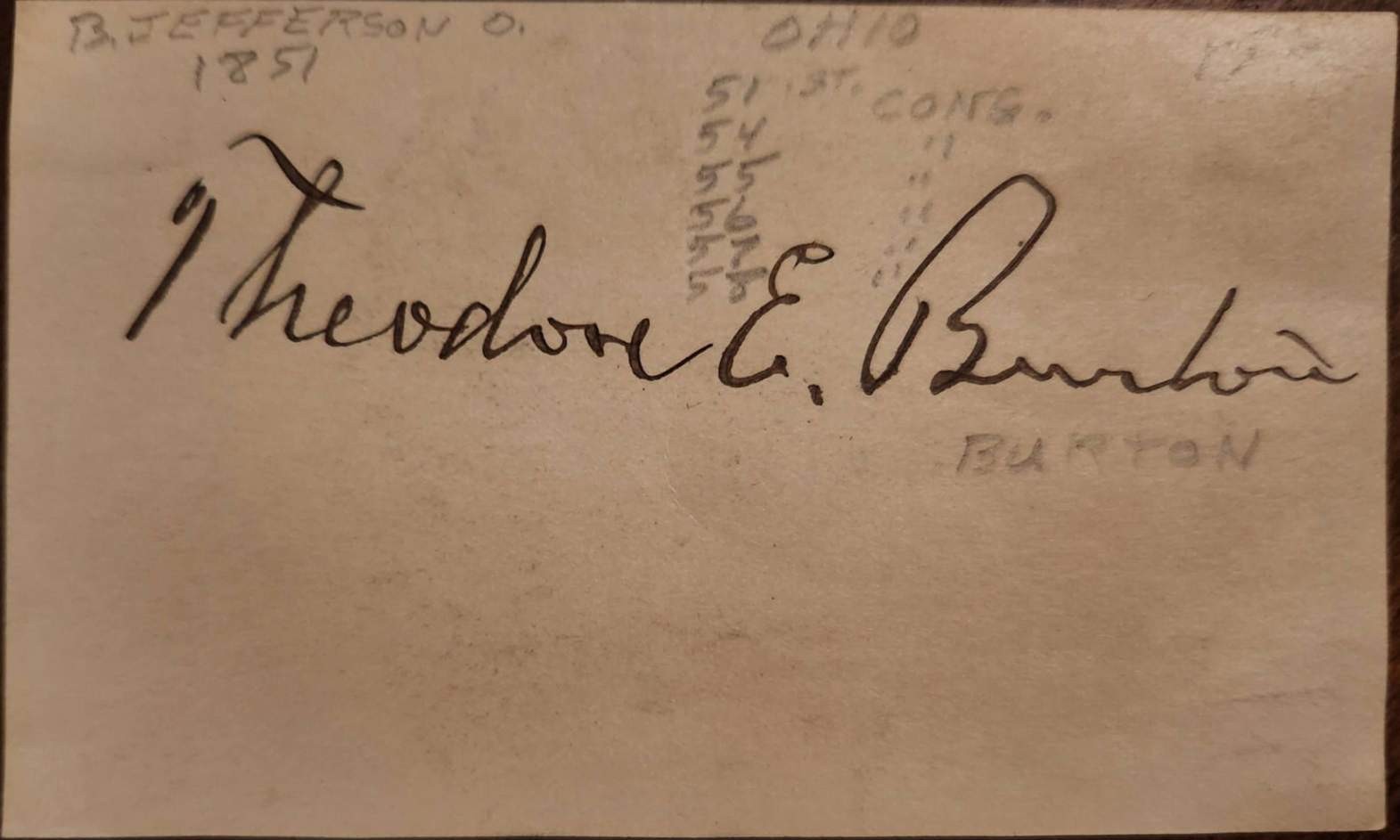 Theodore Burton Autograph