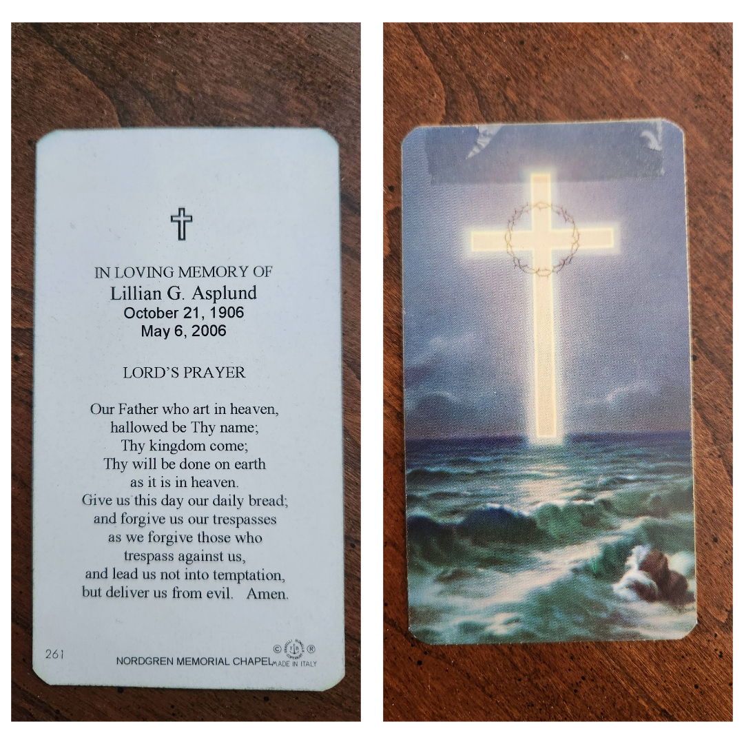 Lilian Asplund Funeral Card