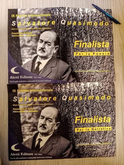 Finalista al Premio internazionale "Salvatore Quasimodo" per la Letteratura, sia per la Poesia che per la Narrativa-Saggistica (2023)