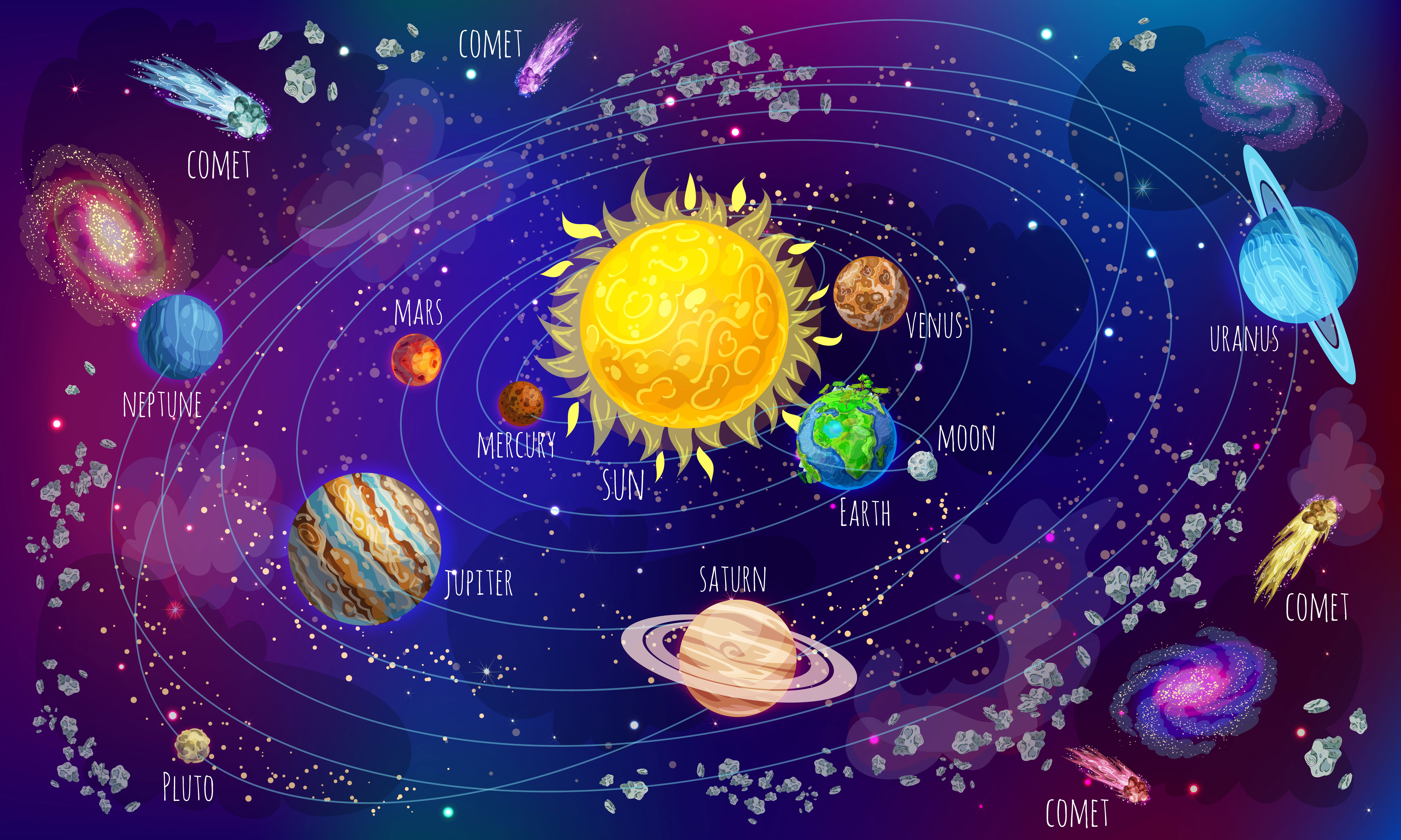 A vibrant illustration of swirling galaxies, exoplanets, and Earth’s ecosystems, symbolizing the unfolding mysteries of the cosmos.
