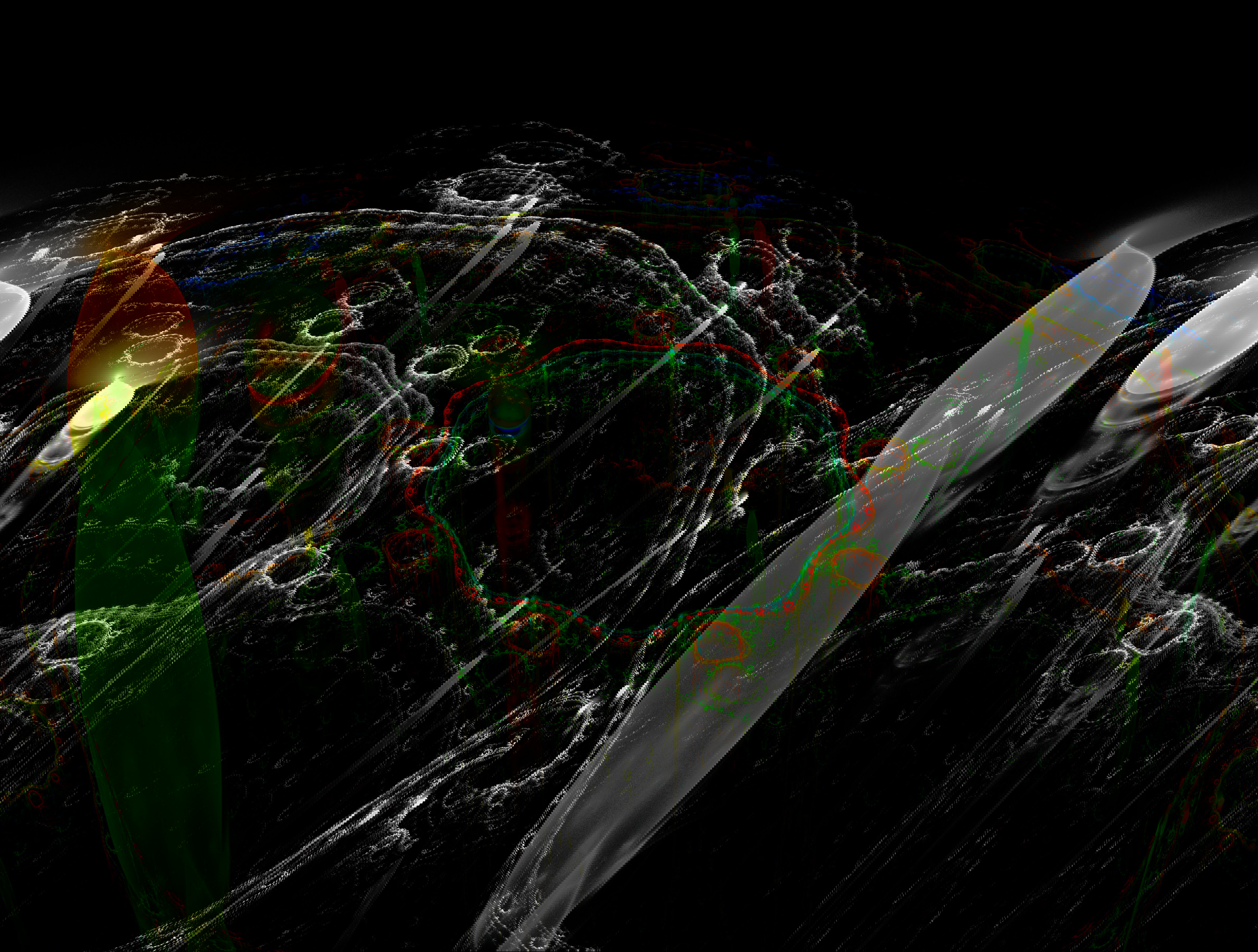 A vibrant illustration of entangled particles, distant exoplanets, and Earth’s ecosystems, symbolizing the quirky world of quantum mechanics.