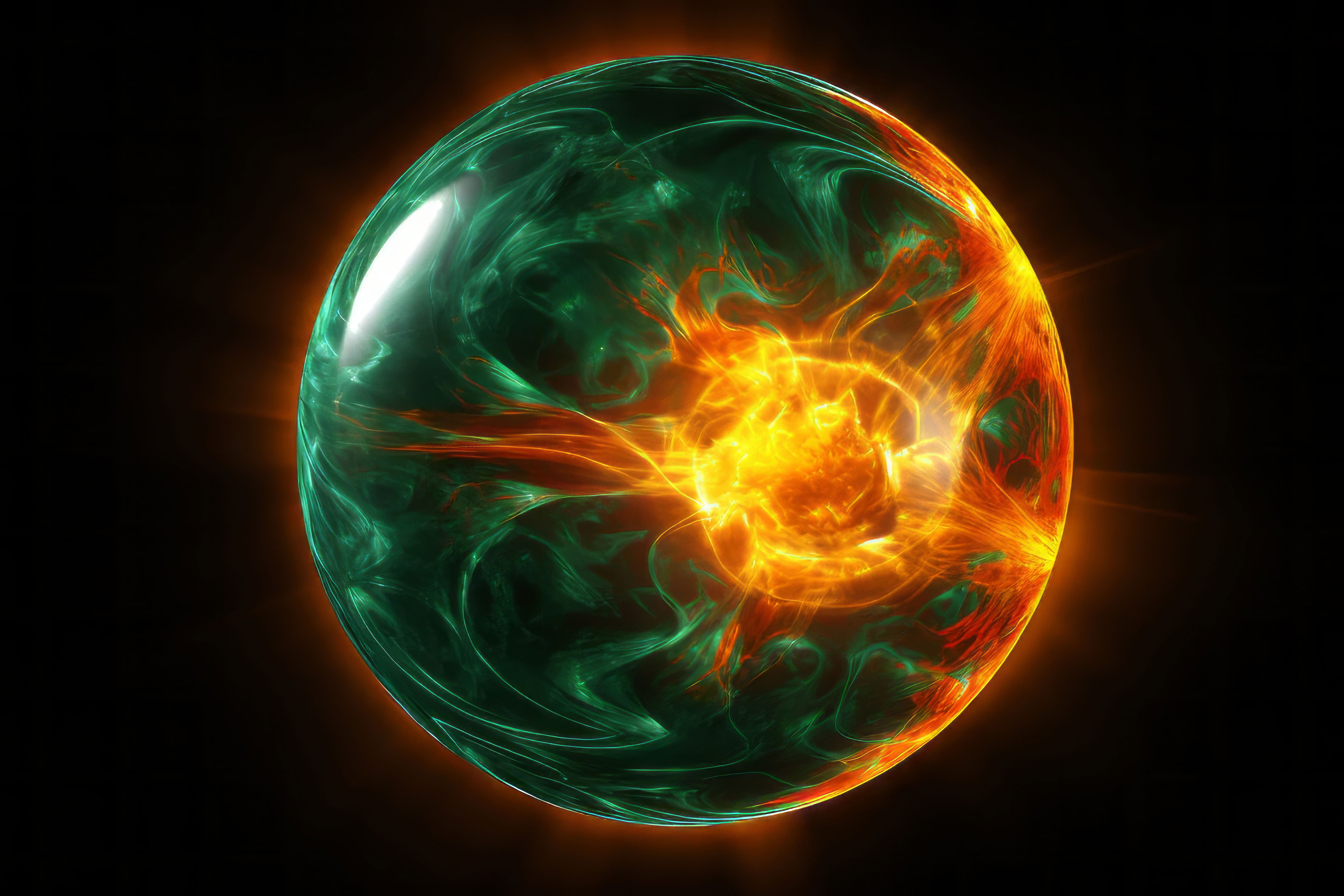 A vibrant illustration of a fusion reactor, glowing stars, and Earth’s renewable energy systems, symbolizing the power of energy physics.