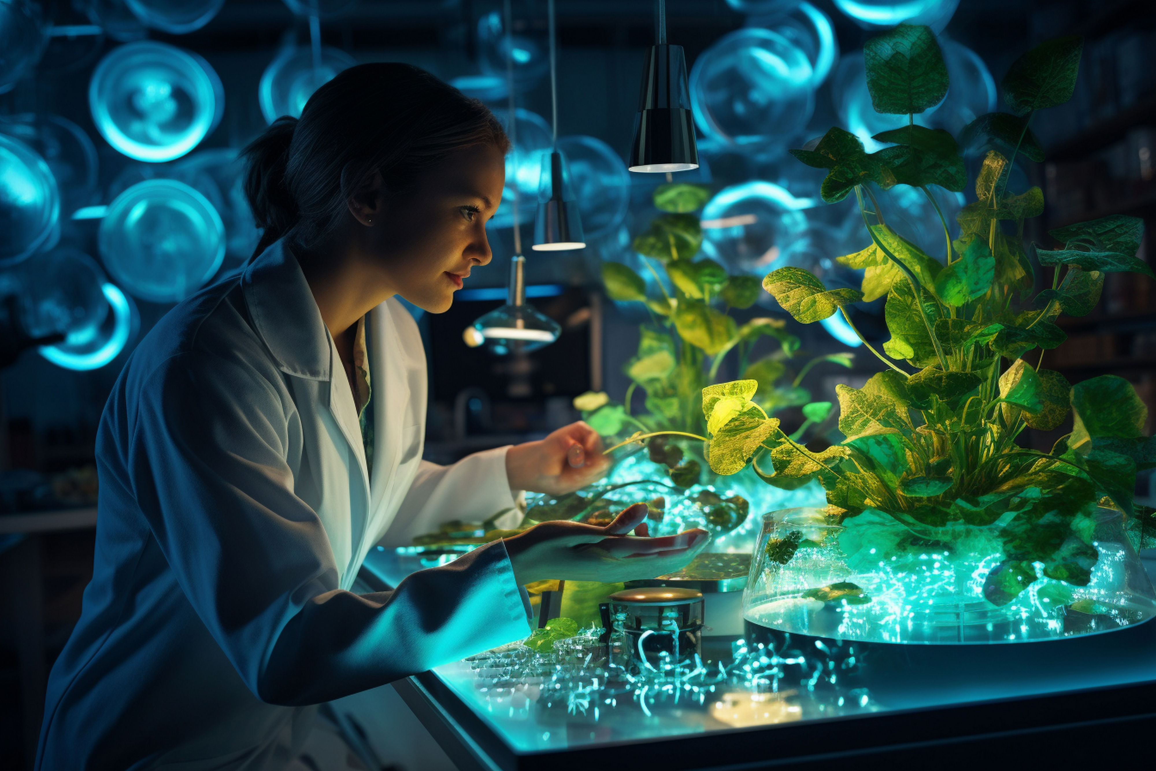 A vibrant illustration of bioengineered cells, AI-driven biotech tools, cosmic molecules, and Earth’s ecosystems, symbolizing the fusion of biotechnology and innovation.