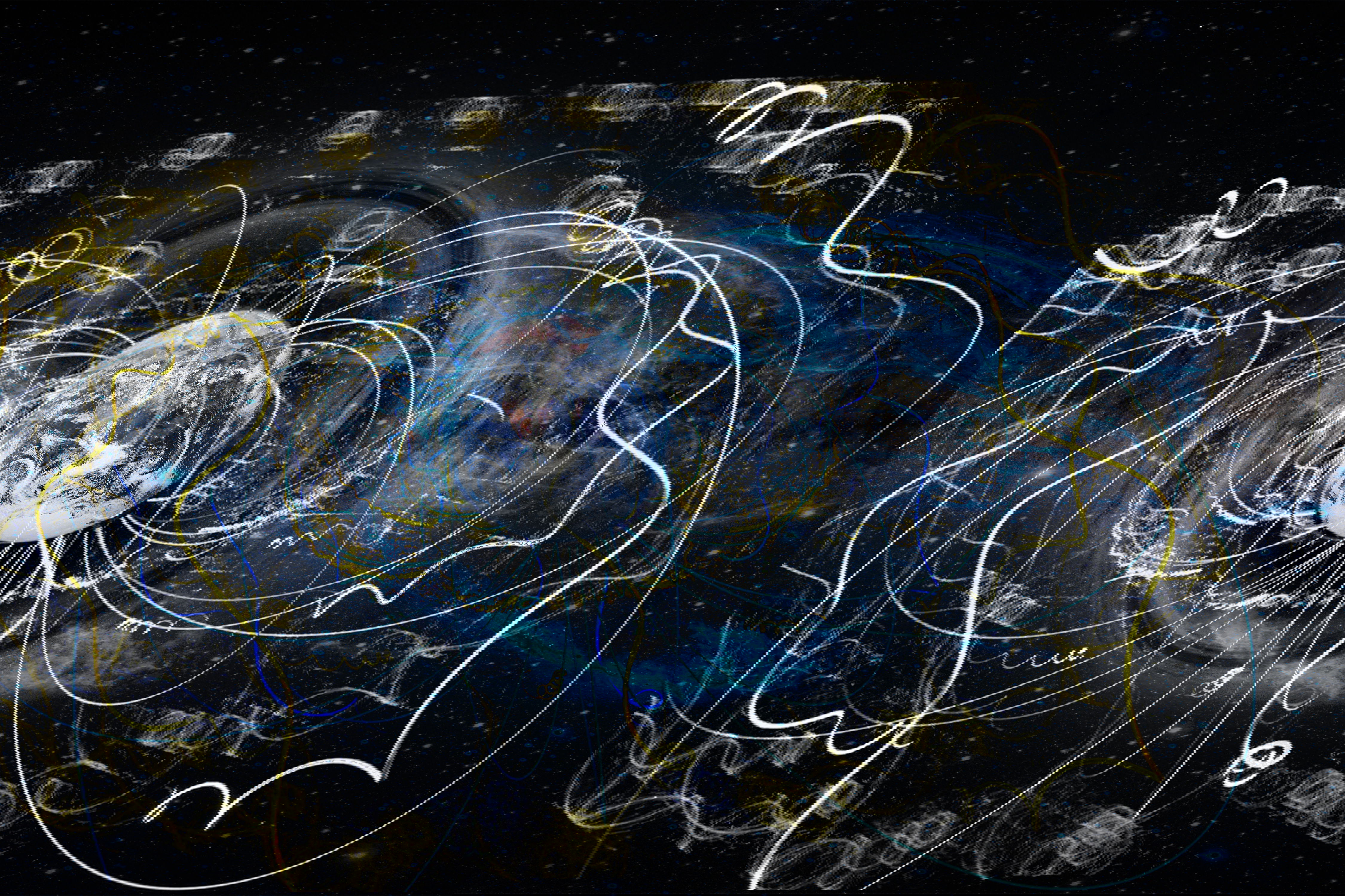 A vibrant illustration of a starry cosmos with spacecraft, exoplanets, and Earth’s ecosystems, symbolizing the frontiers of space science.