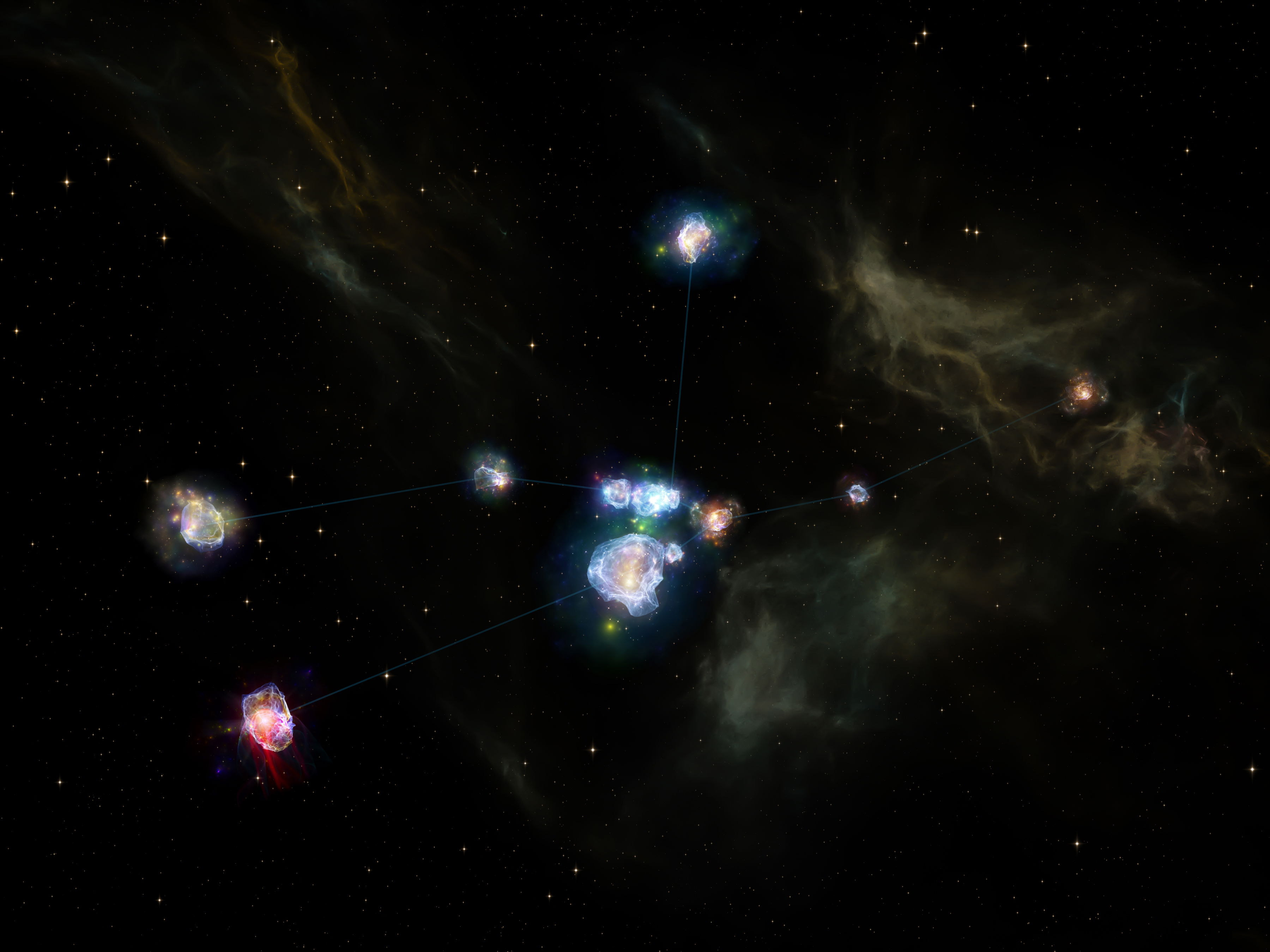 A vibrant illustration of a glowing nebula with star-forming regions, exoplanets, and Earth’s ecosystems, symbolizing the cosmic cradles of stars.