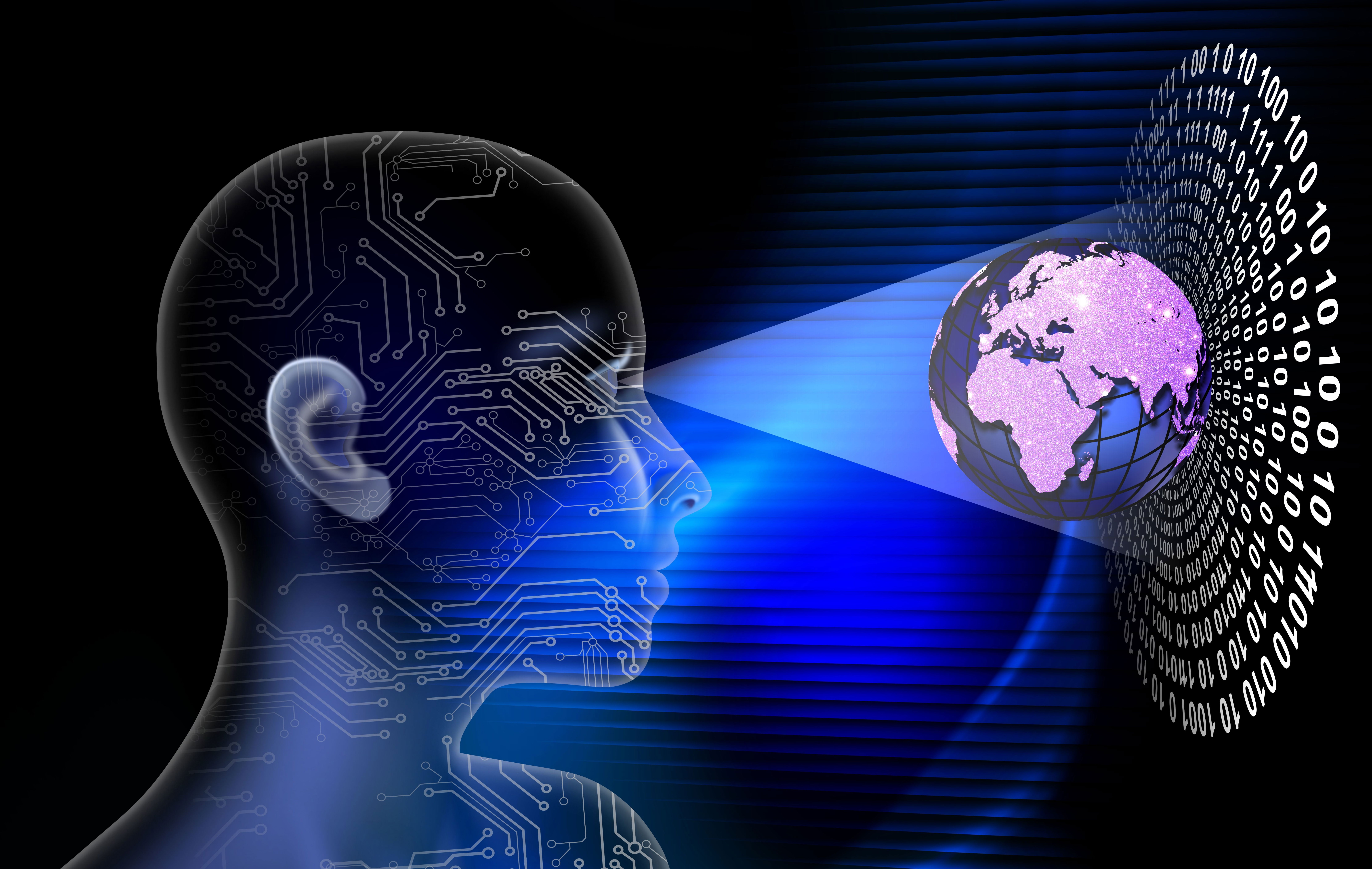 A vibrant illustration of AI neural networks, cosmic molecules, and Earth’s ecosystems, symbolizing the power of artificial intelligence.
