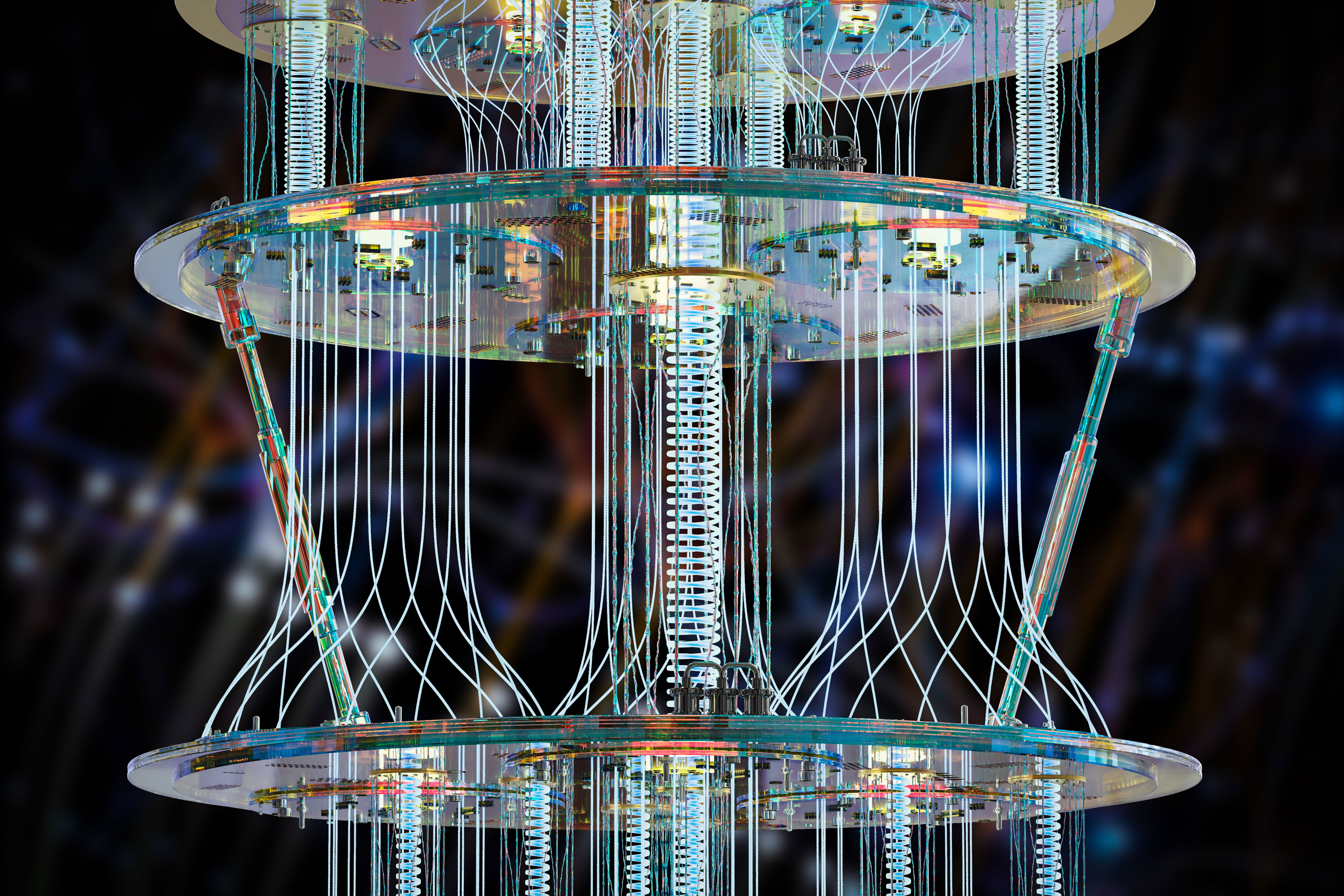 A vibrant illustration of quantum circuits, neural networks, cosmic molecules, and Earth’s ecosystems, symbolizing the power of quantum computing.