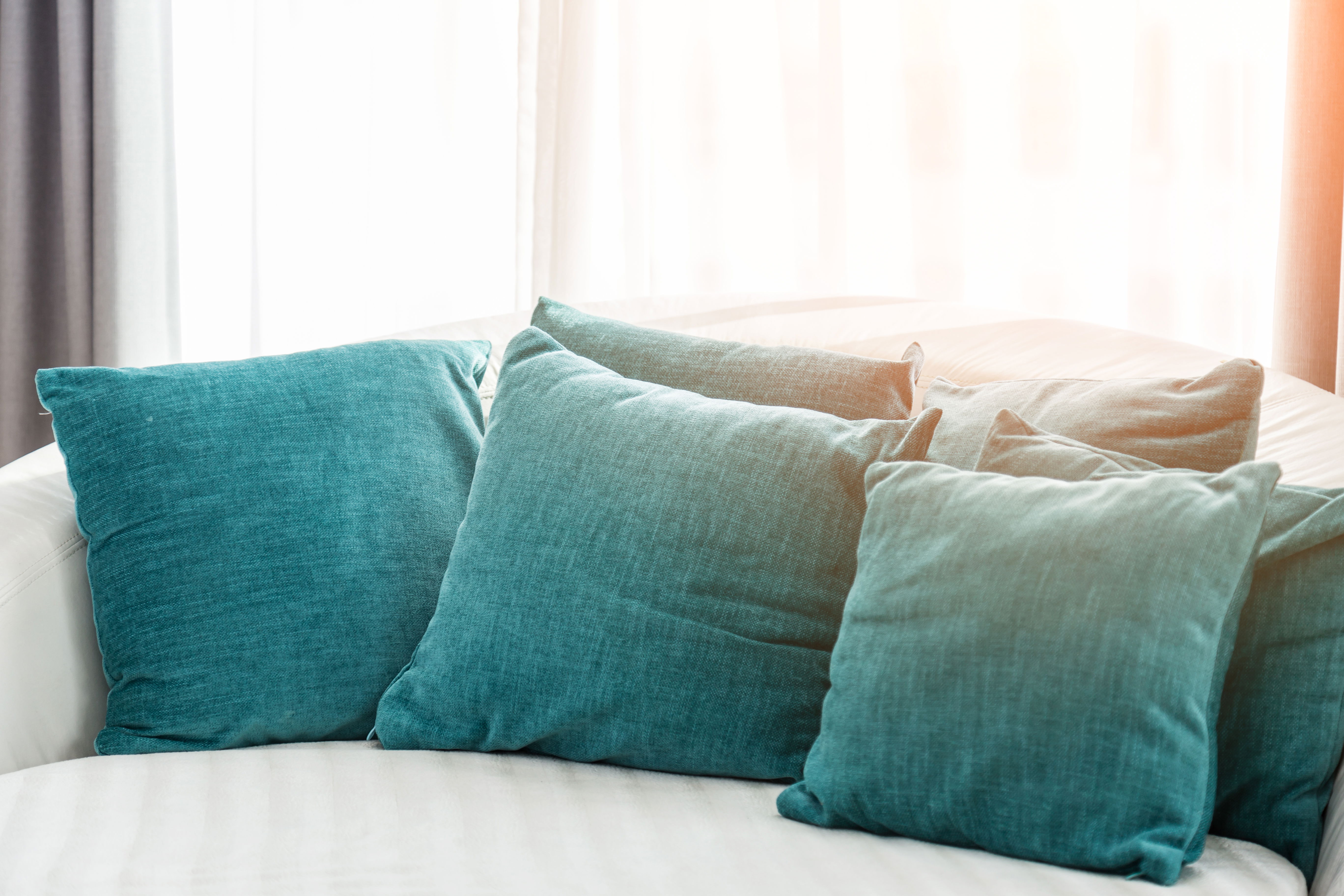 Teal throw pillows