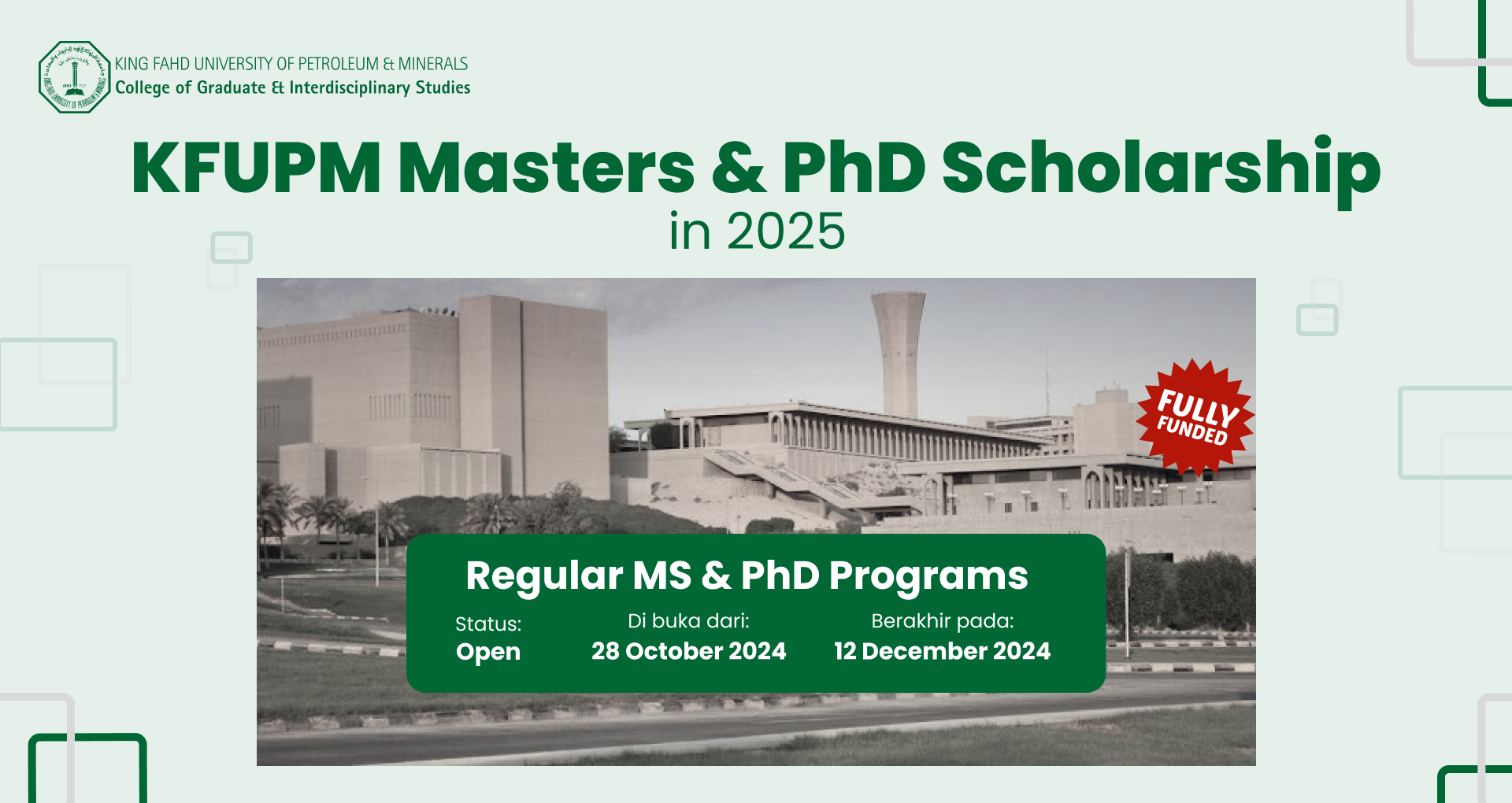 King Fahd University Scholarship 2025|Fully Funded Opportunity