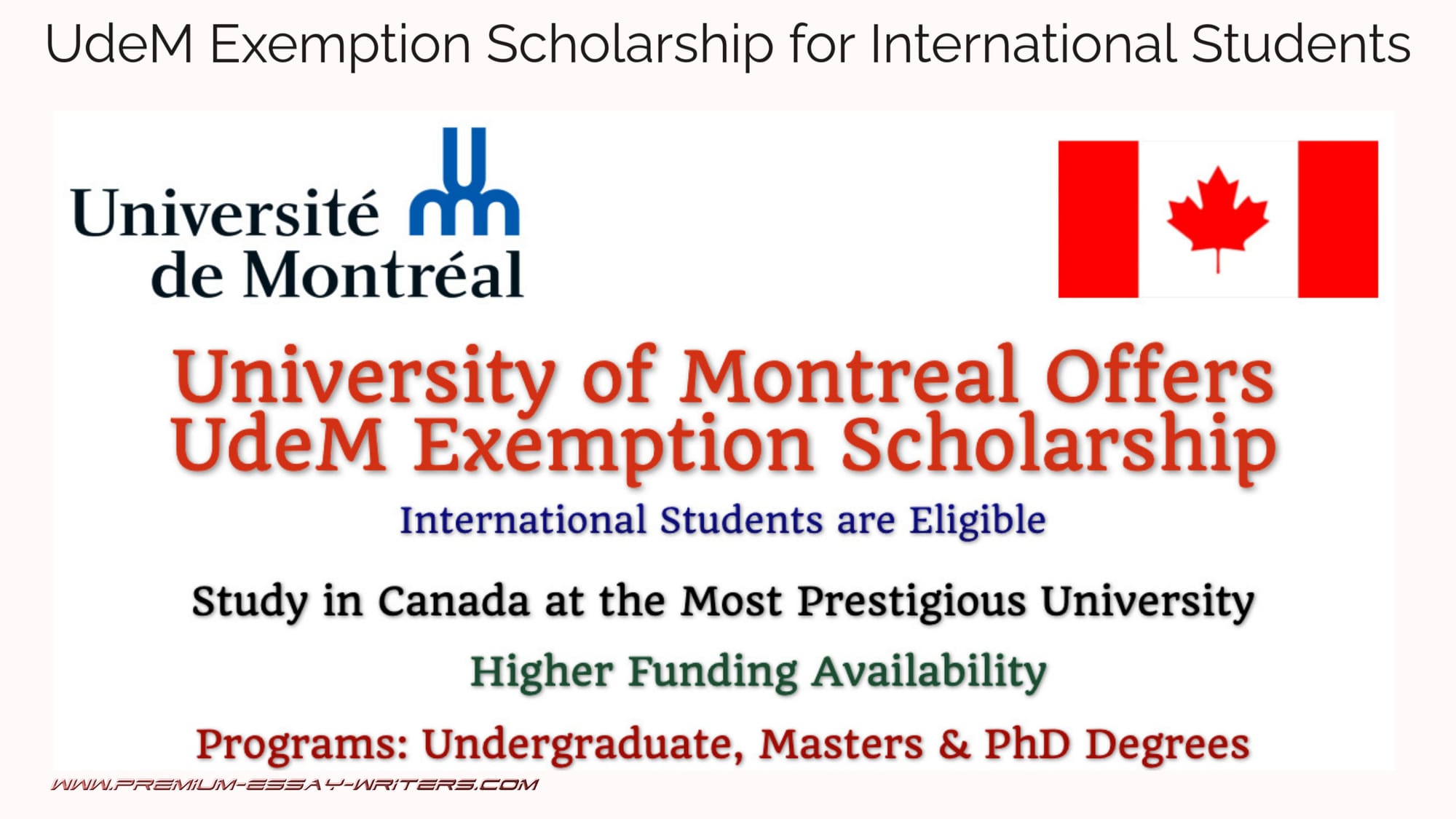 UdeM Exemption Scholarship for International Students