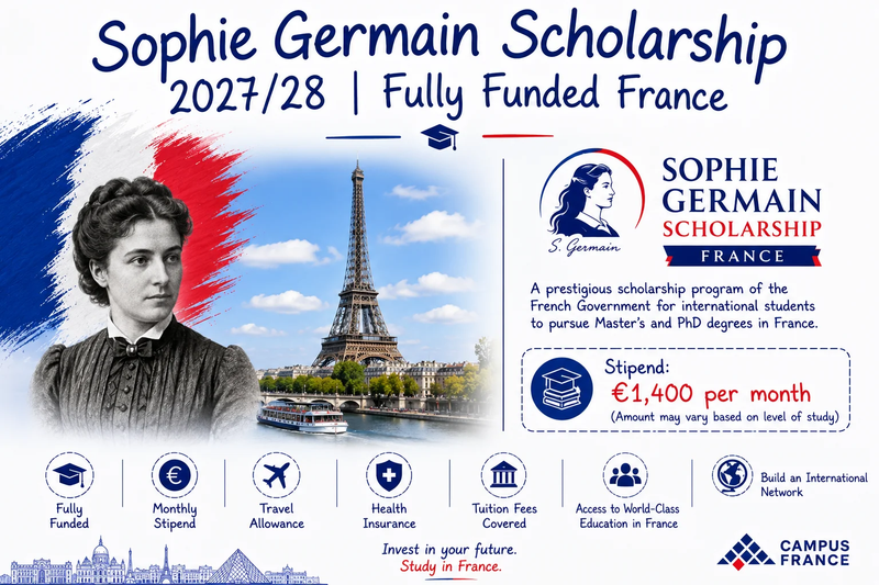 Sophie Germain Scholarship 2027/28 | Fully Funded France