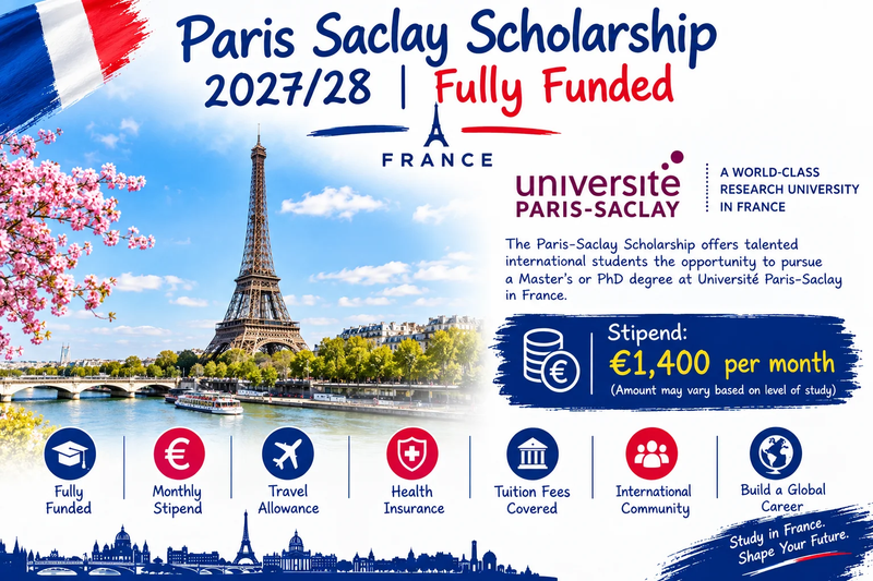 Fully Funded Paris Saclay Scholarship 2027/28 in France