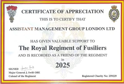 AMG London ltd is honored to mark few consecutive years of supporting the Royal Regiment of Fusiliers — a cause that holds deep meaning for us.